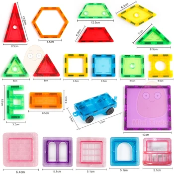 100KS Veľká Veľkosť Transparente Magnetické Dlaždice, Tehly Vzdelávacie Hračky Magnet Hra Pre Deti