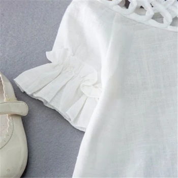 2019 Lete Batoľa Detský Baby Dievčatá Biele Čipky T-shirt Topy+Kvetinový Sukne Letné Oblečenie Oblečenie 2KS