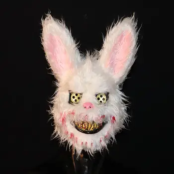 Bunny Maska Halloween Žart Zlého Krvavé Králik Strašidelné Masky PVC Plyšové Hračky Horor Vrah Anonymné, Biela Cosplay Prop