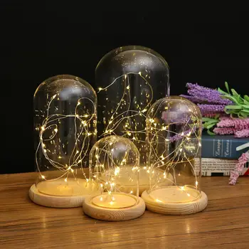 Moderné Sklo Displeja Dome Cloche s Pozastavené LED Rozprávkových Svetiel Vianočný Darček Závod Kvetinové Vázy Kontajner DIY Krajiny Projekty
