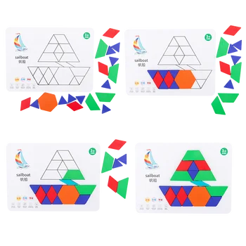 Montessori Deti Vzdelávania Hračky Drevené 3D Geometrické skladačky Puzzle Set pre Deti Vzdelávania Rozvojových Hračiek