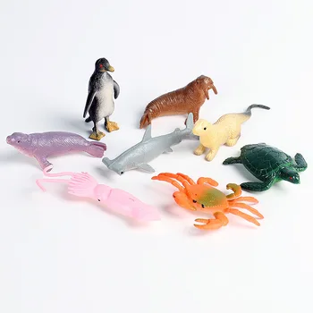 8pcs/set Detí Simulácia Zvieratá Model Tichom Squid Krab Penguin Morská Korytnačka Hammerhead Shark Tesnenie lachtan Vzdelávacie hračky