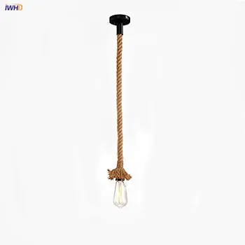 IWHD Loft Štýl Vintage Prívesok Svetlá, Svietidlá, Jedáleň Bar Edison Lano Lampa Industrial Light Hanglamp Lamparas Colgantes