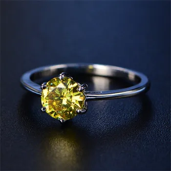 Skutočné S925 Šterlingov Strieborné Prstene Pre Ženy Jednoduché Klasické Šperky Kolo Kameň Cubic Zirconia 6 Pazúry Krúžok Jemné Šperky