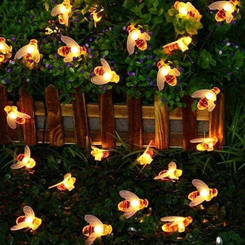 20/30 LED Solárne String Svetlá Roztomilý včiel medonosných LED Lampa 8 Režimov Nepremokavé Rozprávkových Svetiel Pre Svadobné Domov Záhrada Strany