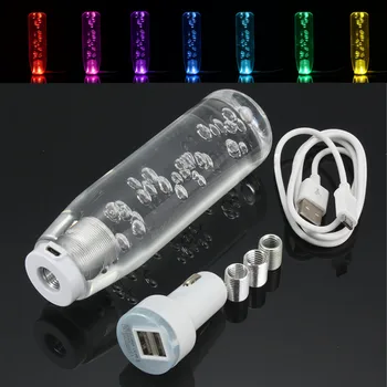 2018 nové 150mm LED Svetlo, Farebné, Transparentné Zmena Bublina Radenie Gombík Príručka Shifter Stick s rozhraním USB Nabíjačky