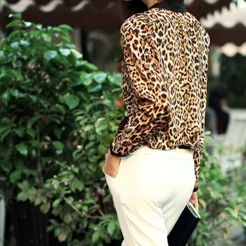 Ropa de mujer 2020 Ženy, Leopard Tlač Dlhý Rukáv Šifón Tričko Slim Bežné Blúzky vestido de Ropa mujer De Mujer