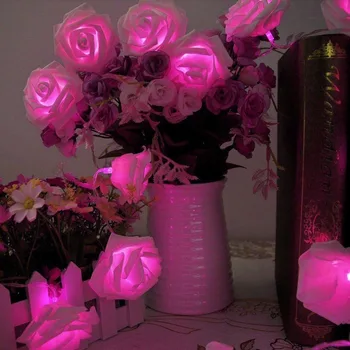 BHomify Ruže Kvet Vlkovcový LED Svetlo 20 Led Reťazec Svetlá Vianočnú výzdobu Pre Domáce Valentines Víla Svetlo