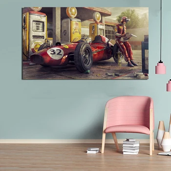 Wall Art Plátno Plagát a Tlač Plátno na Maľovanie Dekoratívny Obraz Ferraries Klasické Vintage Závodné Auto, Obývacia Izba Domova