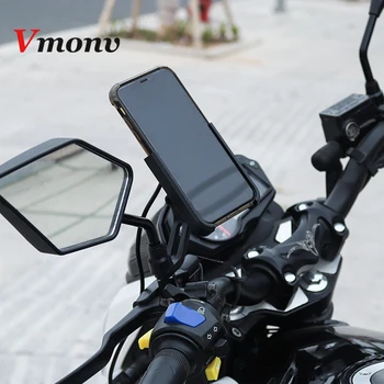 Vmonv Univerzálny Kovový Chargable Motocykel Spätné Zrkadlo Mobilný Telefón Držiak Na Stojan Smartphone Riadidlá Bike Moto Mount Držiak