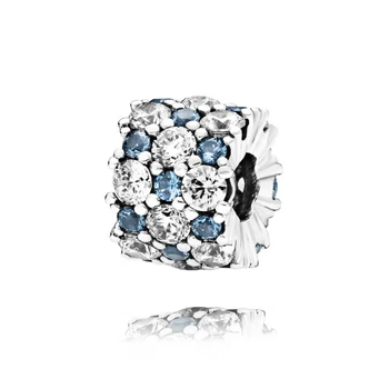 2019 Zimné 925 Sterling Silver Korálky Blue & Jasné, Šumivé Charms fit Pôvodné Európske Náramky Ženy DIY Šperky