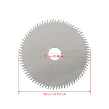 5 ks pílových 85mm Rezanie Disc 15 mm Vnútorný Priemer Mini Karbidu Kruhové HSS Pílové listy Dremel Fréza Kruhové Pre Dreva