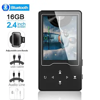 MP4 Prehrávač Bluetooth4.2 Hudby vo formáte MP3 Prehrávač, 16 GB s 2,4-palcový Veľký Displej MP4 Video Prehrávač Podporuje SD Karty až do 128 GB s FM