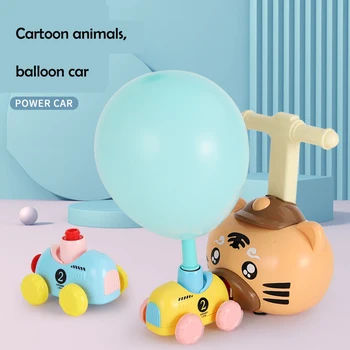 Zotrvačnosť Lietajúci Balón Auto Launcher Cartoon Stlačením Power Balón Auto Logická Hračka Vedy Experimen Hračka Pre Deti Darček