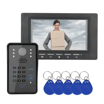Káblové Video Dvere, Telefón, Intercom Zvonček S IR Kamera, 7-palcový RFID Heslo Nočné Videnie 1000 TV Line Systém Kontroly Prístupu