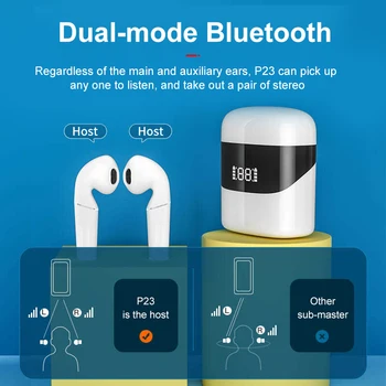 Nové p23 TWS Bluetooth Slúchadlo Struky Športové Stereo Zvuk Slúchadiel LED Displej Bezdrôtové Slúchadlá S Mikrofónom Pre Chytré telefóny,