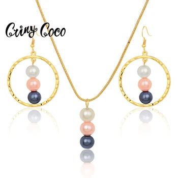 Cring Coco Havajské Pearl Šperky Sady pre Ženy Trendy Kolo Prívesok Náhrdelníky Pozlátené Náušnice, Náhrdelníky Valentín