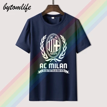 AC Miláno Taliansko Italia Futbal Calcio Futbol T Shirt Lete Tlače Čiernej Populárne Tričko Bavlnené Tričká Krátky Rukáv Unikátny Muži Topy