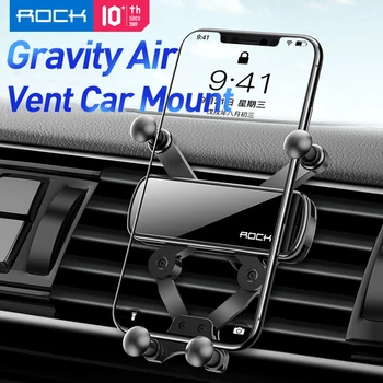 ROCK Auto Držiaka Telefónu Gravitácie Mount Pre iPhone Air Vent Mini Stojan Automatické Upínacie Otočná Nastaviteľné Pružné
