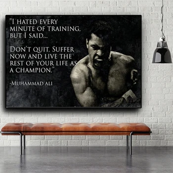 Muhammad Ali Motivačný Citát Wall Art Obrazy na Plátne Maľovanie a Nordic Plagáty Vytlačí Inšpiratívne Šport Domova