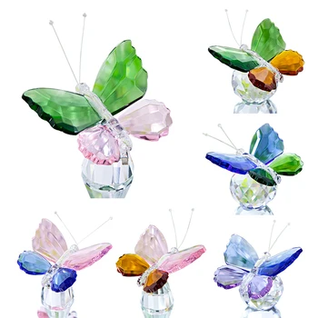 H&D 6 Roztomilý Štýl Crystal Motýľ Sklo Plavidlá, Prírodné Kamene Zvierat Figúrka Ornament Domov Plochy Dekor Svadobné Upomienkové Darčeky