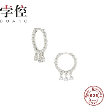 BOAKO Perličkové Náušnice Pre Ženy 925 Striebro Náušnice 2020 kórejský Módne Hoop Náušnice Šperky, Zirkón Pendientes Brincos Aros