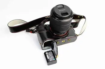 Nový Luxusný Pu Kožené Fotoaparát prípade Pre Sony A7II A7 Známka 2 A7R2 A7R II brašna Kryt S Popruh Otvoriť batérie dizajn