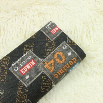 Pol metra Japonský bavlnenej tkaniny s denim odznak tlač, ručné DIY odev tričko šaty handričkou A802