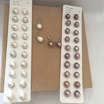 Príroda sladkovodné pearl náušnice s 925 strieborný háčik,AA prírody baroková Perla č opraviť,11-12 mm veľký barokový pearl náušnice
