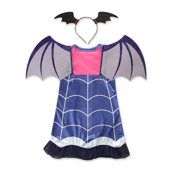 2 KS Vampirina Cosplay Šaty S Bat Krídla pokrývku hlavy Cartoon Nové Dievčatá Šaty, Kostým Halloween Party Upírie Dievča Oblečenie