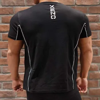 2020 Nové Bavlnené Tričko Mužov Priedušná T-Shirt Homme Telocvične T shirt Mužov Fitness Lete Tlač Telocvične Tesný Top Čierna Sivá