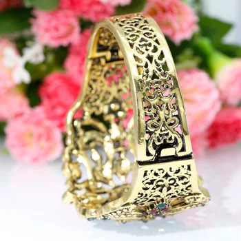 Sunspicems Etnických Tunisians Náramok Drahokamu Putá Náramok pre Ženy Starožitné Zlata Farba Marocký Tradičné Svadobné Jewellry