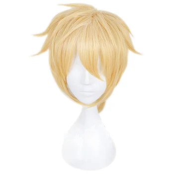 Anime Kagamine Rin / Kagamine Len Krátke Blond Žlté Vlasy Cosplay Kostým Parochňu