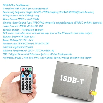 T502 ISDB-T Auto Digitálny TV Prijímač Jeden Seg Štandardnom rozlíšení SDTV Tuner pre Rôzne NTSC/PAL Kompozitný Video Výstup