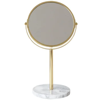 Dámy Office Ubytovni Ploche Okrúhle Zrkadlo Luxusné Mramorové Base Rose Gold Make-Up Zrkadlo Na Líčenie Kozmetické Domova