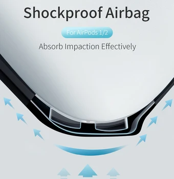 Luxusné Slúchadlá Taška Pre Apple AirPods 2 Kryt Airbagy Nárazníka Priehľadná Prípade Háčik pre Airpods Slúchadlá Nepremokavé Prípadoch