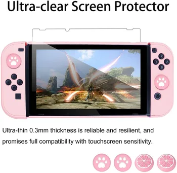 8 v 1 Ružová Cestovné puzdro, Vodotesné Puzdro Príslušenstvo Držiak Pre Nintendo Switch S Skla Screen Protector , Joypad Stick