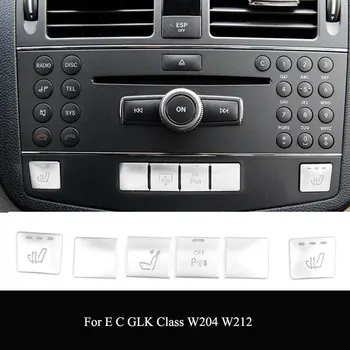 Chrome Pre Mercedes Benz C E GLK Triedy W204 W212 X204 Konzoly CD Panel Prepnite Tlačidlo Flitrami Kryt Nálepky, Interiérové Doplnky