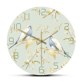 Krásne Sparrow Pobočiek Zvierat Dizajn Tlačených Akrylátové Nástenné Hodiny Prírodné Biológia Zobraziť Zaoblené Sledovať Stenu Decor Visí Hodiny