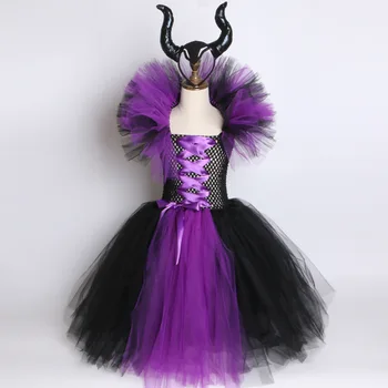 Maleficent Zlá Kráľovná Driemajúci Čarodejnice Šaty 2020 Dievčatá Halloween Cosplay Party Šaty Kostým Čarodejnica Pre Deti Tutu Šaty