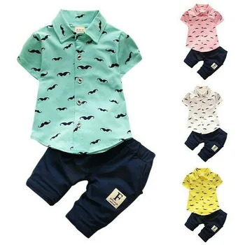 4 Farby Novorodenca Batoľa, Dieťa, Chlapec Lete Gentleman Oblečenie Nastaviť Nohavice+Tričko Vrchné Oblečenie