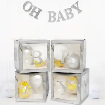 QIFU Rose Gold Transparentné Okno 1. Narodeniny Balóny Chlapec Dievča Baby Sprcha baloon Box 1 Rokov Narodeniny, Party Dekorácie Deti Box