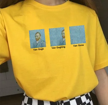 Van Gogh Van Goghing Van Preč Meme Funny T-Shirt Unisex Bokovky Roztomilý Printed Tee
