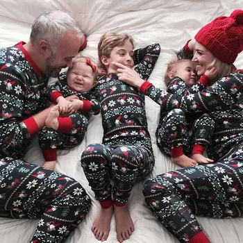 Nová Rodina Zodpovedajúce Vianočné Pyžamo Sady Vianoce Dospelých Otec, Matka, Dcéra Santa Claus Tlač Sleepwear Odev Odev Oblek