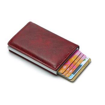 BISI GORO kožené anti rfid business kreditnej karty prípade Automatické kontextové hliníkové porta tarjetas ochrany banky pevné karty kabelku