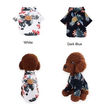 Psie Oblečenie Bavlnené Letné Beach Vesta Krátky Rukáv Pet Oblečenie Kvetinové T Shirt Havajské Topy Pre Malé Veľké Psy Chihuahua