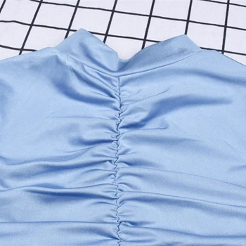 Ženy Vysoký Krk Dlhý Rukáv Šaty Pevné Prehodil Strany Mini Šaty Streetwear Oblečenie 2019 Nová Móda Jeseň Zima Kancelárske Šaty