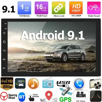 Autorádia 2din Autoradio Rádio Coche 7 palcový Android 9.1 2 DIN Auto Stereo GPS Navi, WiFi, Bluetooth, FM Car Audio Vedúci Jednotky