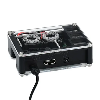 52Pi Akryl Plastový kufrík s Voliteľným 3B+ Verzia Dual Fan Heatink 5V 2.5 Napájací Adaptér Len pre Čokoládou Pi 3 B Plus / 3B+
