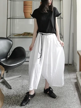 Domáce Yamamoto sukne, voľné bavlnené a ľanové, s japonskou twist, malá biela culottes